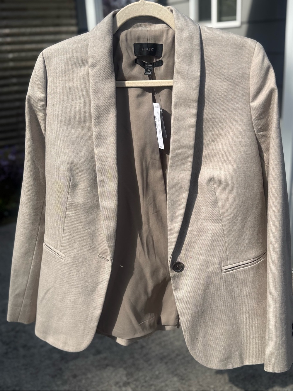 NWT J.Crew Parke Stretch Linen Blazer Flax Beige H9710 Size 6